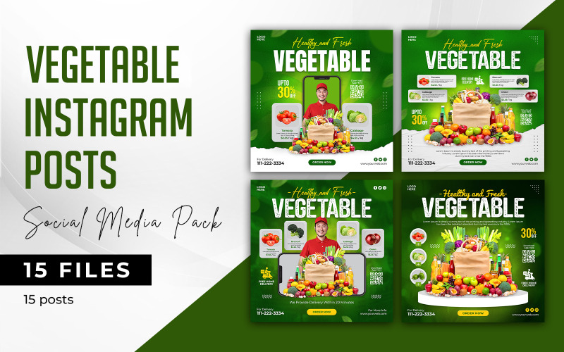 15 Banner per post Instagram vegetariani: cibo sano