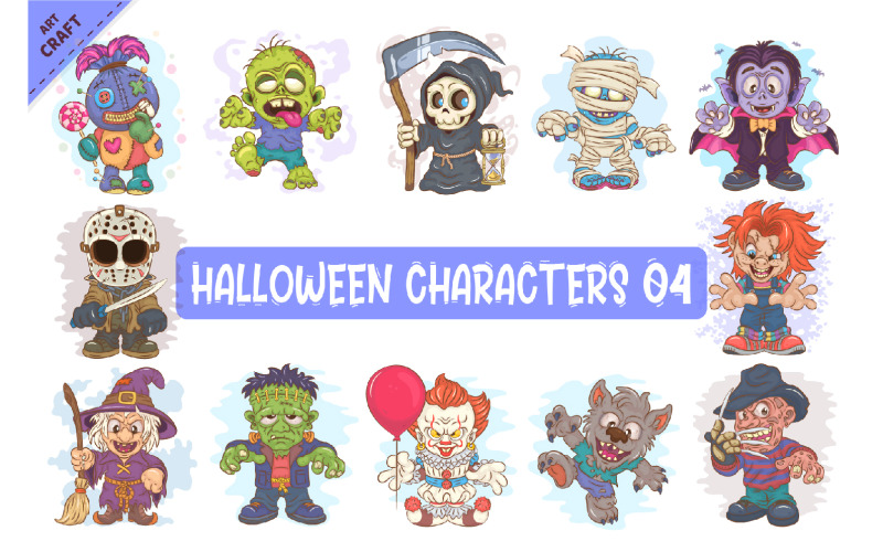 Bündel von Halloween-Figuren 04. Clipart.