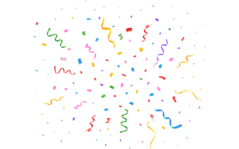 Bunte Konfetti und Farbbandexplosion