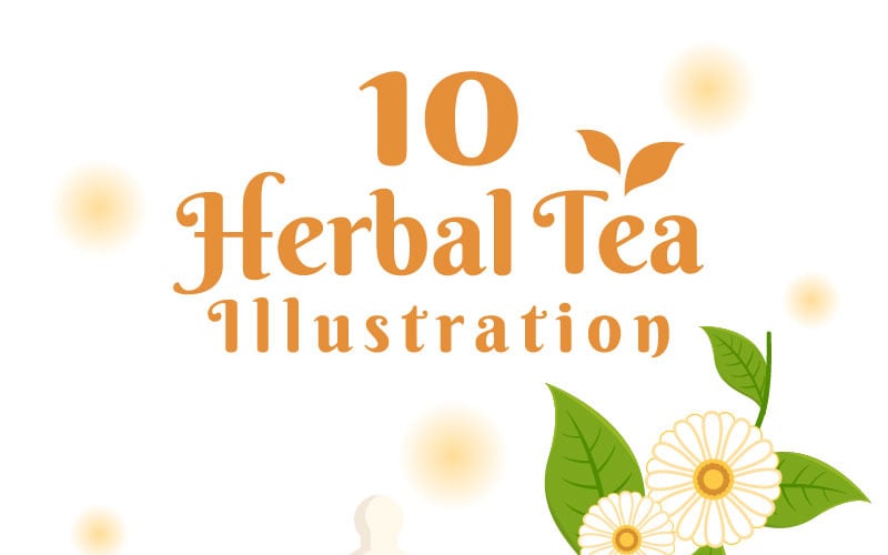 Ilustración de 10 hojas de manzanilla de té de hierbas