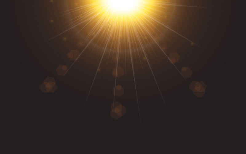 Lens Flare Shiny Sun su sfondo nero
