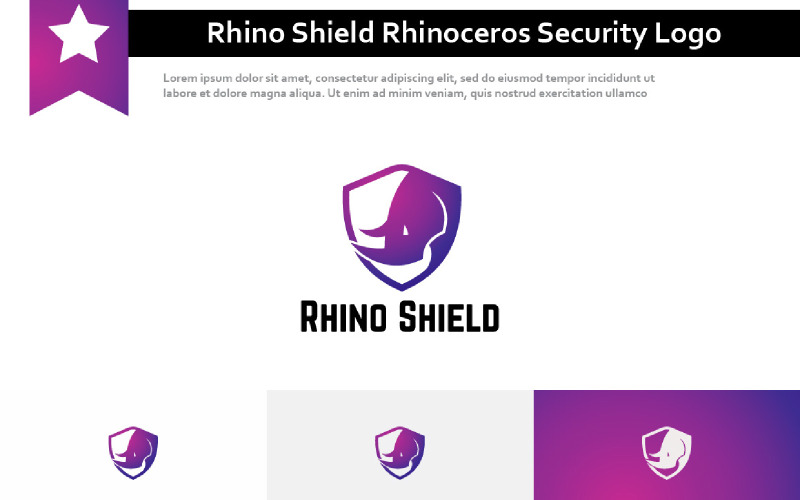 Логотип Rhino Shield Rhinoceros Wild Animal Nature Security
