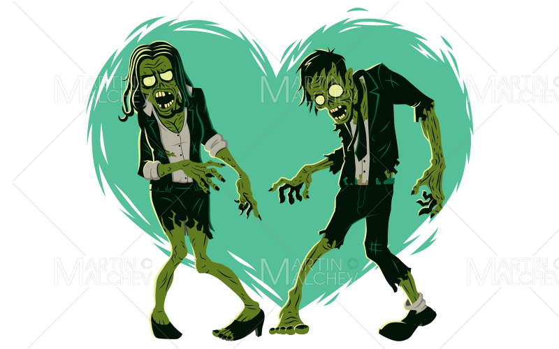 Cartoon-Zombie-Paar-Vektor-Illustration