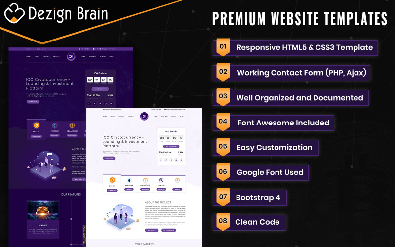 Criptovaluta DB - Sito web di bootstrap crittografico ICO