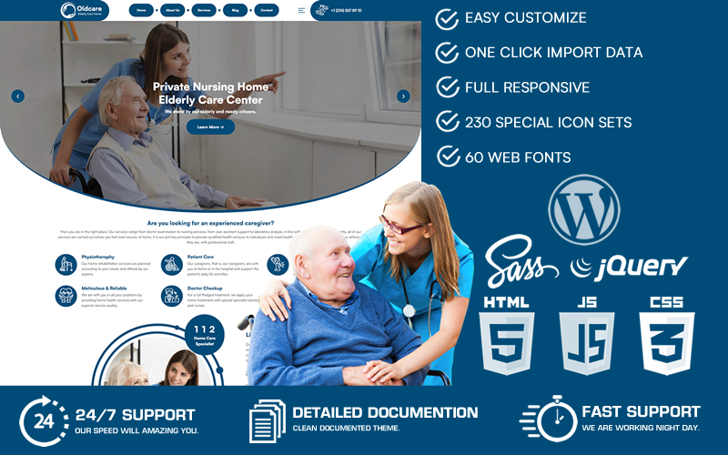 Oldcare – téma WordPress pro seniory a pečovatelský dům