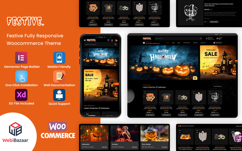 Slavnostní – Halloweenské a vánoční dárky citlivé téma WooCommerce