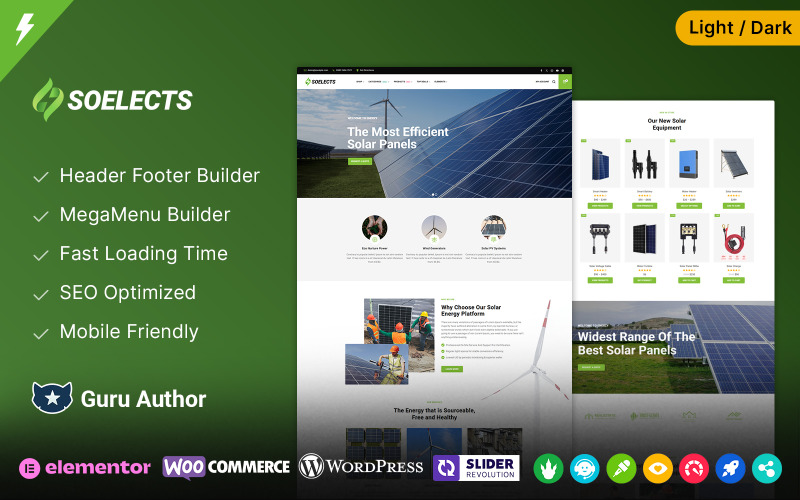 Soelects - Energia solare eolica ed energia verde e tema WooCommerce per l'edilizia