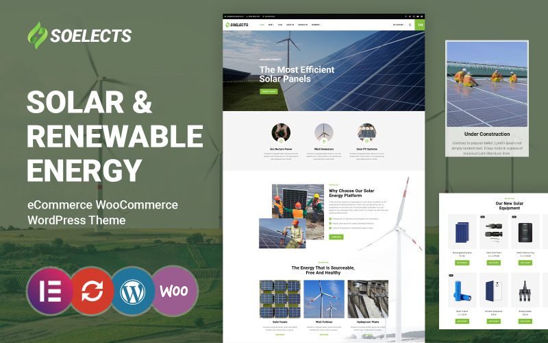 Soelects - Motyw WooCommerce na temat energii wiatrowej i słonecznej