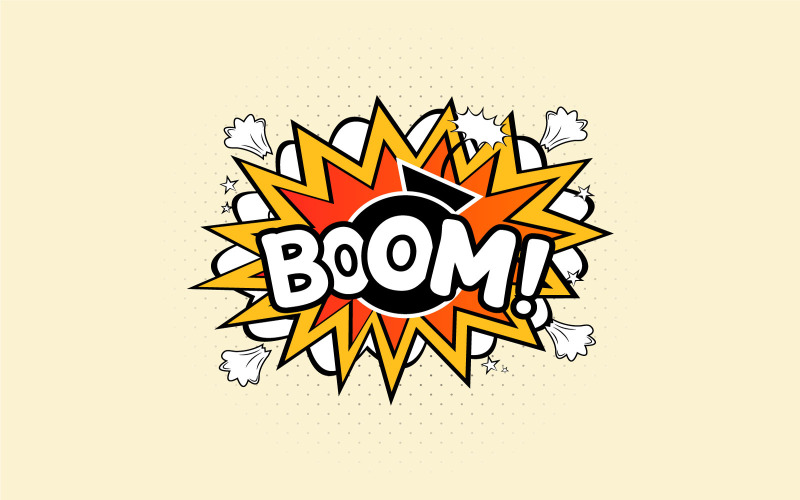 Boom Comic Explosion Design met wolken