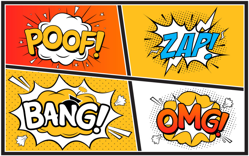Comic Burst Vector Collection med moln
