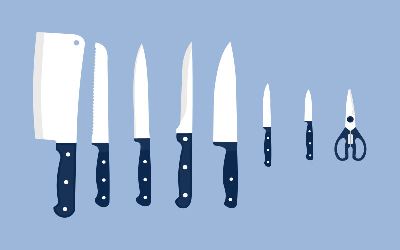 Conjunto de vetores de facas de cozinha