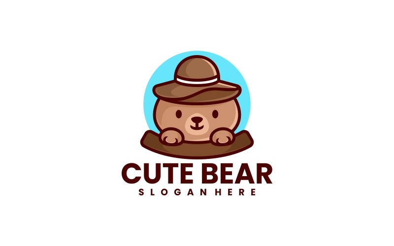 Söt björn tecknad logotypdesign
