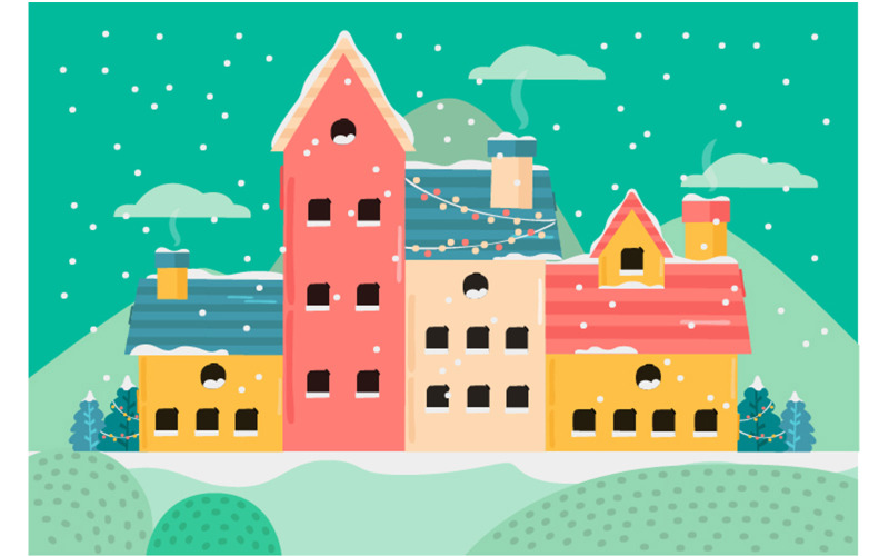 Weihnachtsdorf-Hintergrund-Illustration
