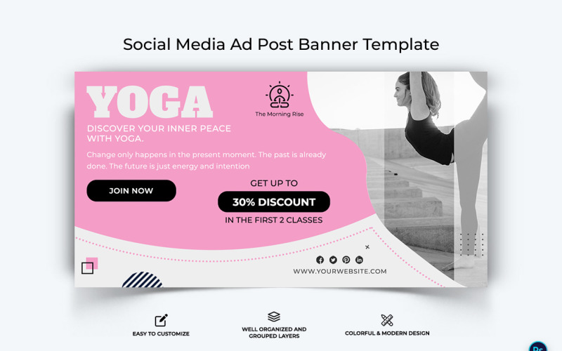 Modello di progettazione banner pubblicitario di Facebook per yoga e meditazione-24