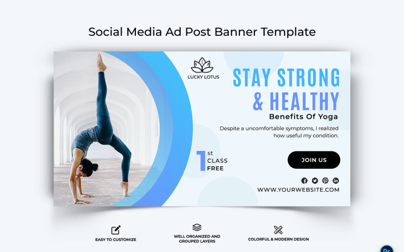 Modelo de Design de Banner de Anúncio do Facebook de Yoga e Meditação-26
