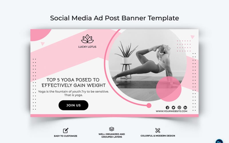 Modelo de Design de Banner de Anúncio do Facebook de Yoga e Meditação-27