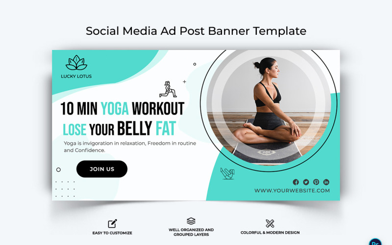 Modelo de Design de Banner de Anúncio do Facebook de Yoga e Meditação-28