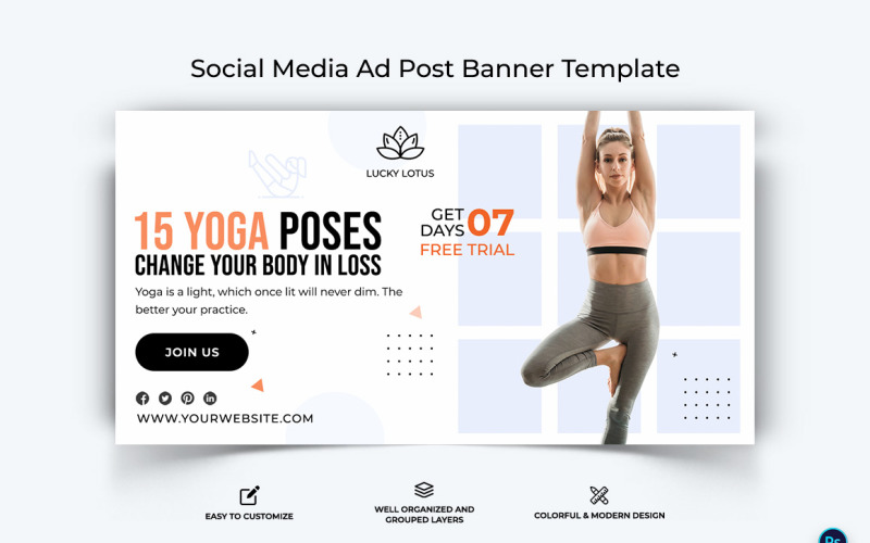 Modelo de Design de Banner de Anúncio do Facebook de Yoga e Meditação-30