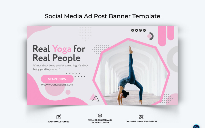 Modelo de Design de Banner de Anúncios do Facebook de Yoga e Meditação-17