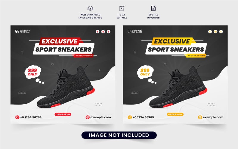 Sports shoe social media post vector - TemplateMonster