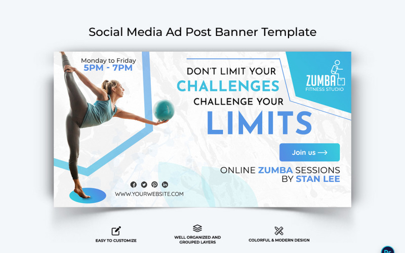 Šablona návrhu reklamního banneru Zumba Dance na Facebooku-10
