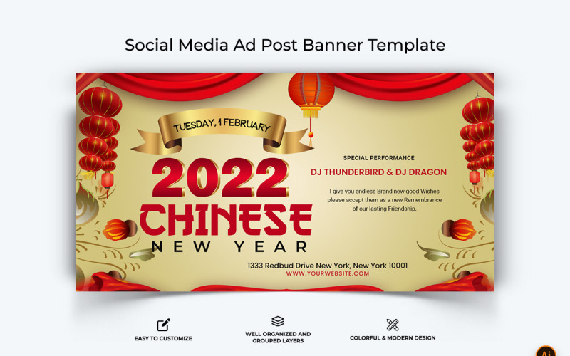 Conception de bannière publicitaire Facebook du Nouvel An chinois-16