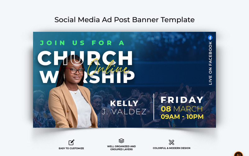 Design de banner de anúncio do Facebook de discurso da igreja-01
