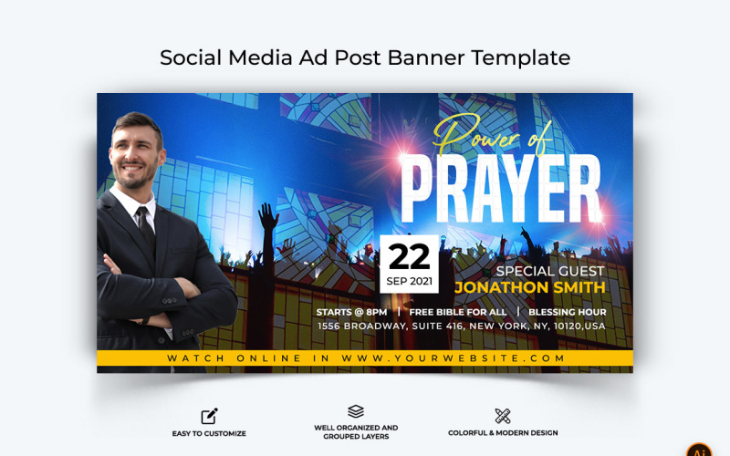 Design de banner de anúncio do Facebook de discurso da igreja-29