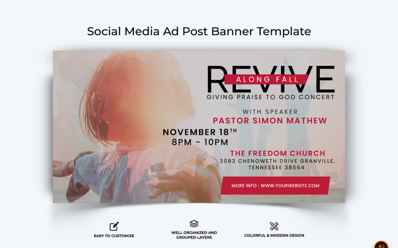 Design de banner de anúncio do Facebook de discurso da igreja-33
