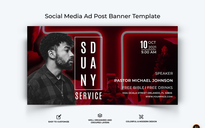 Design de banner de anúncio do Facebook de discurso da igreja-39