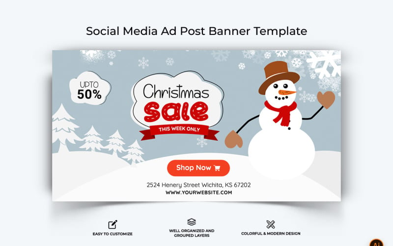Offerte di Natale Banner pubblicitario su Facebook Design-06