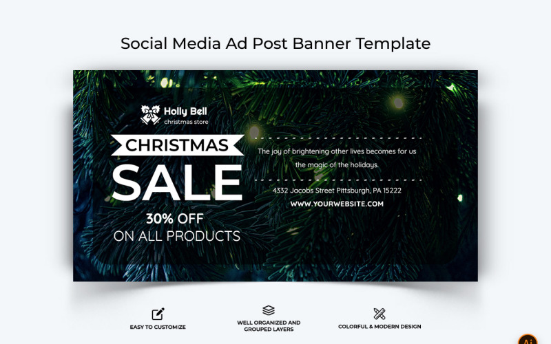 Offerte di Natale Banner pubblicitario su Facebook Design-08