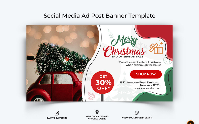 Offerte di Natale Design banner pubblicitario su Facebook-11