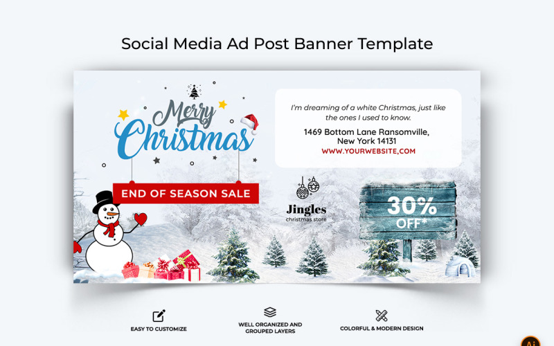 Offerte di Natale Design banner pubblicitario su Facebook-16