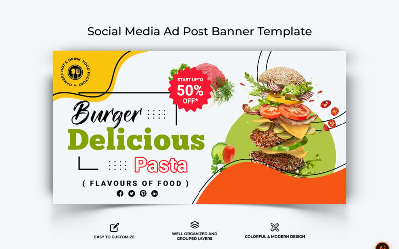 Design de banner de anúncio do Facebook de alimentos e restaurantes-21