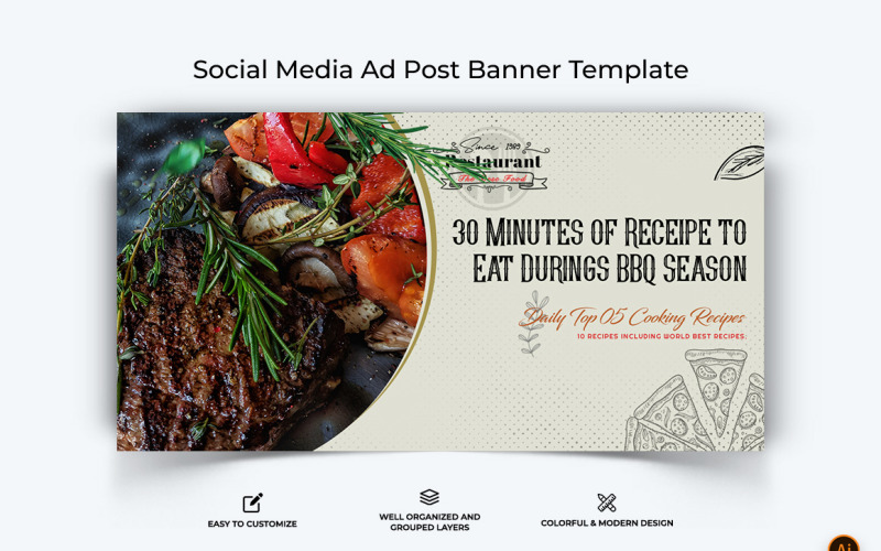Design de banner de anúncio do Facebook de alimentos e restaurantes-30
