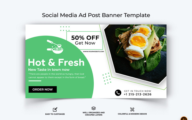 Diseño de banner de anuncios de Facebook de comida y restaurante-34