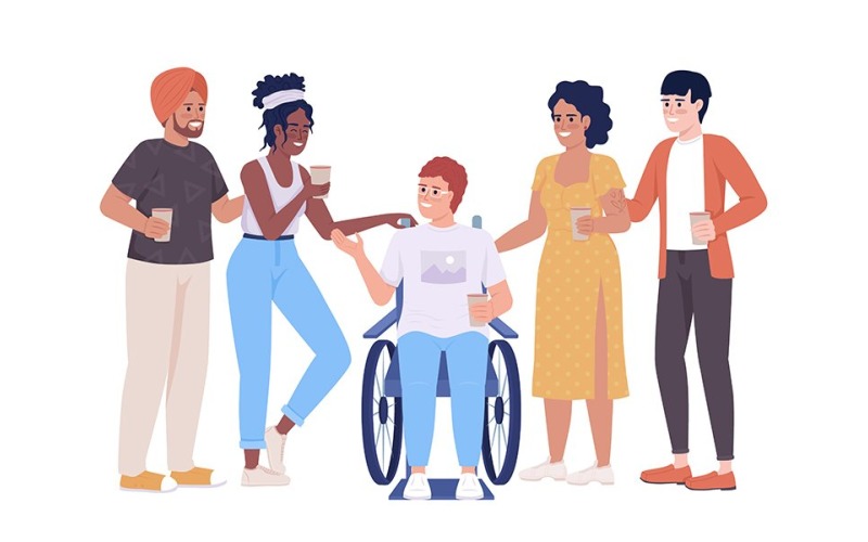 Freundliche Kommunikation 2D-Vektor isolierte Illustration