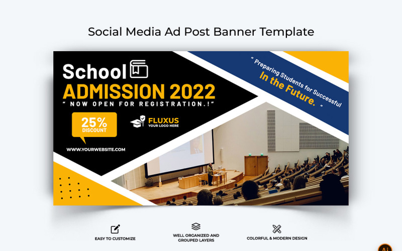 Design de banner de anúncio do Facebook de admissões escolares-12