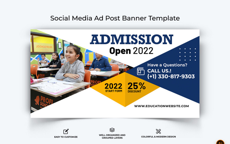 Design de banner de anúncio do Facebook de admissões escolares-16