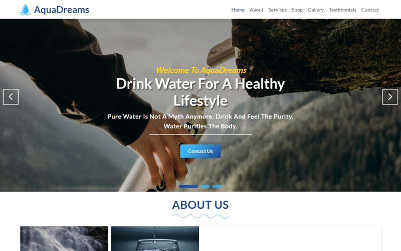 AquaDreams - HTML5-sjabloon voor bestemmingspagina's met water schoon