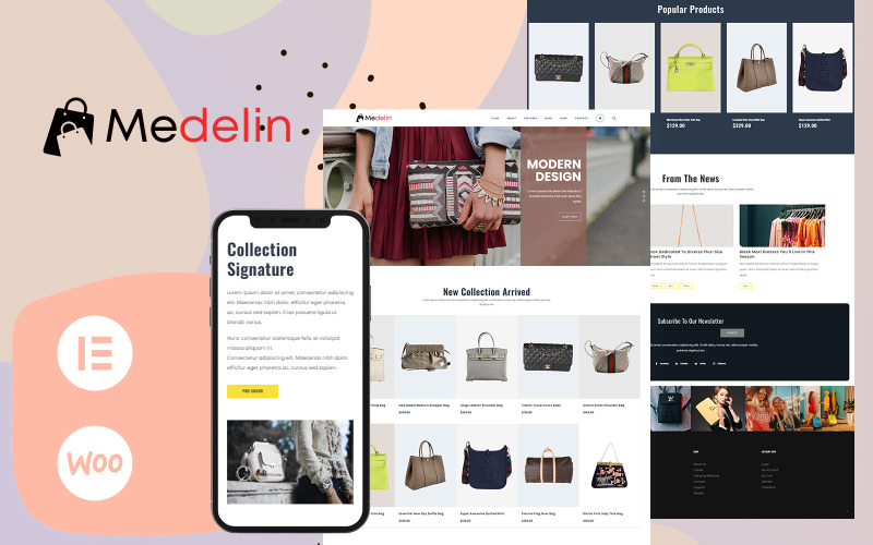 Меделін – магазин модних сумок Тема WooCommerce