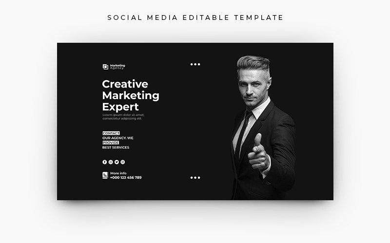 Modello di banner web per social media aziendali dell'agenzia di marketing digitale