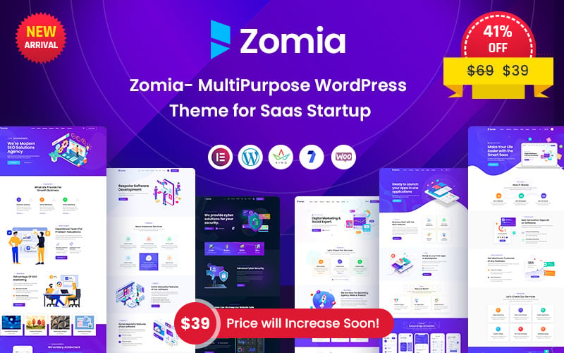 Zomia - Tema WordPress multiuso per l'avvio di Saas