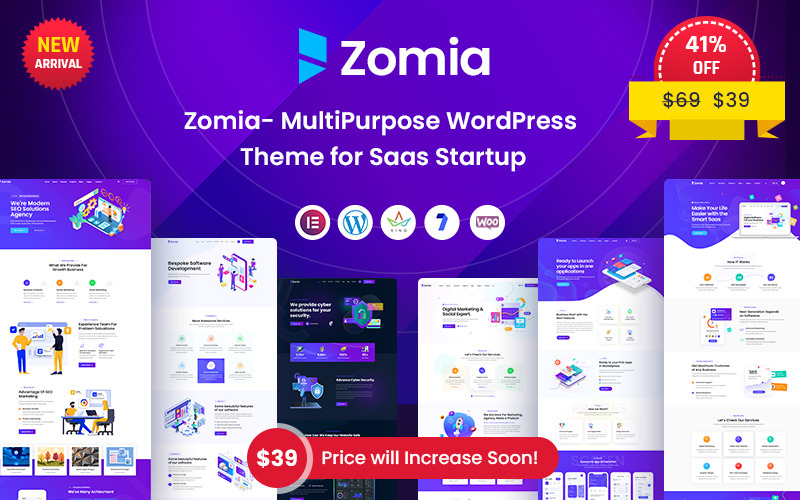 Zomia - Thème WordPress pour agences de logiciels Saas et de startups.