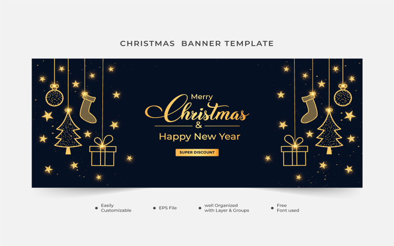 Banner di vendita di Natale con elemento d'oro