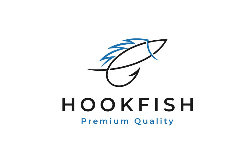 Fisch mit Haken Angeln Angler-Logo-Design-Vorlage