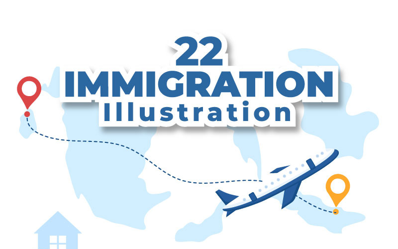 22 immigratie vlakke afbeelding