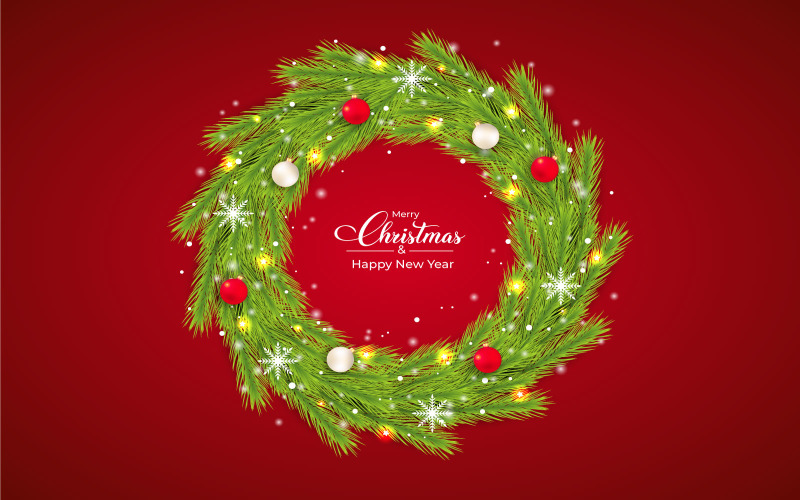 Kar Taneleri ile Noel Yeşil Çelenk