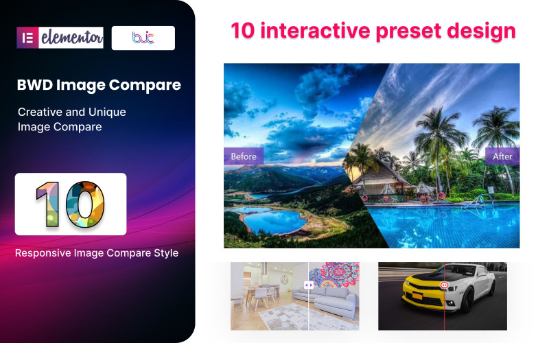 Plugin WordPress de comparaison d'images pour Elementor